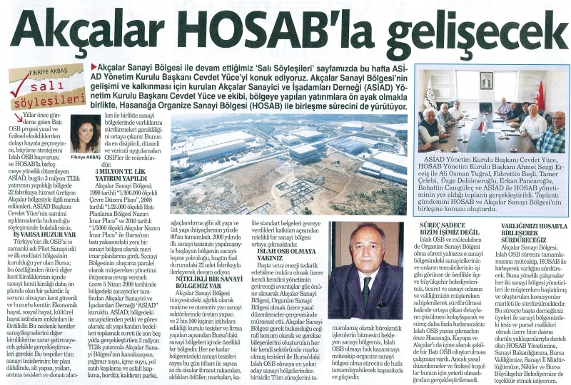 Akçalar HOSAB` la gelişecek