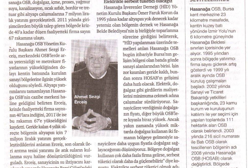 Bursa`nın Gelişen Sanayi Bölgesi; HOSAB