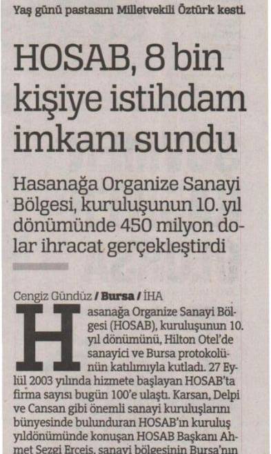 HOSAB 8 Bin Kişiye İstihdam İmkanı Sundu