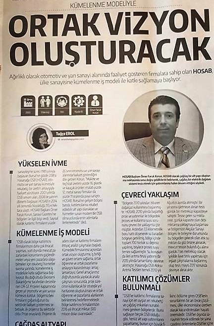HOSAB Kümelenme İş Modeliyle Ortak Vizyon Oluşturacak
