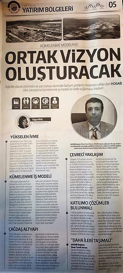 HOSAB Kümelenme İş Modeliyle Ortak Vizyon Oluşturacak