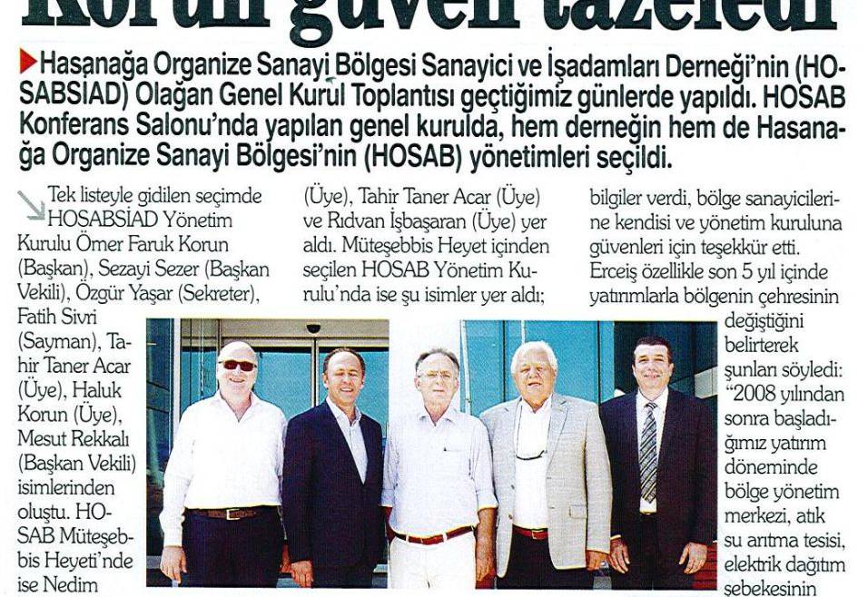 HOSAB` da Erceiş ve Korun Güven Tazeledi