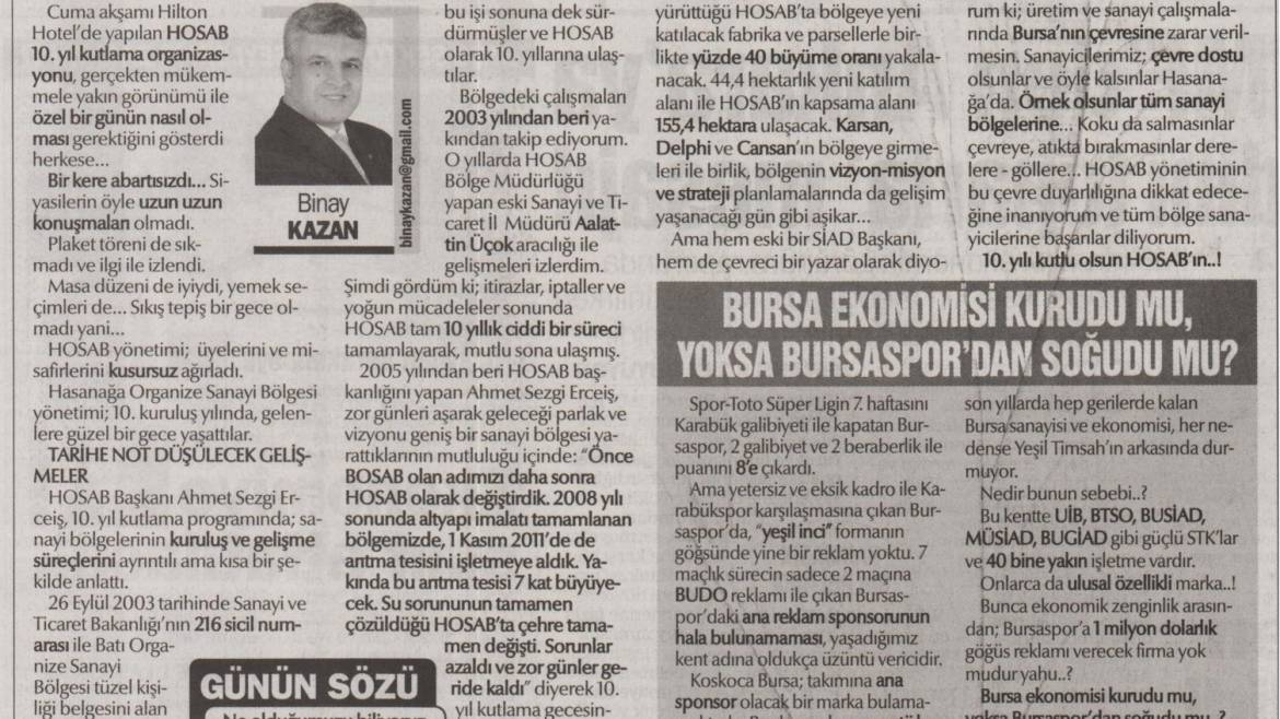 HOSAB` ın 10.Yılı ve Yeni Vizyonu