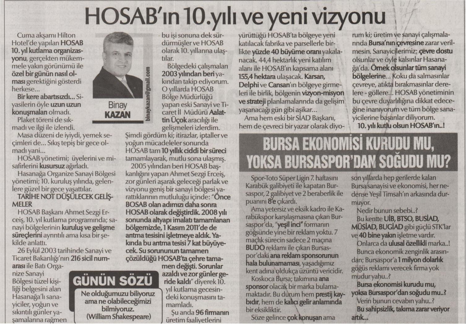 HOSAB` ın 10.Yılı ve Yeni Vizyonu