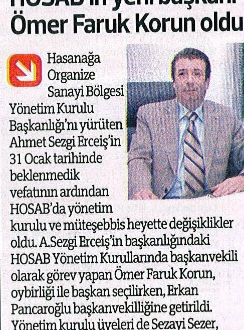 HOSAB`ın yeni başkanı Ömer Faruk Korun oldu