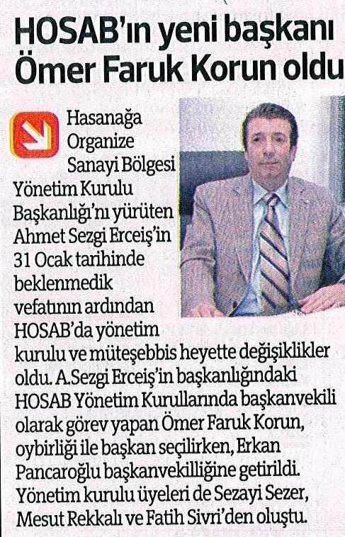 HOSAB`ın yeni başkanı Ömer Faruk Korun oldu