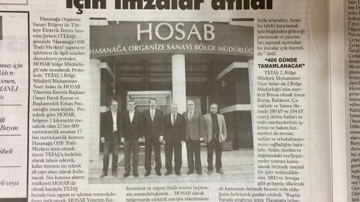 Hasanağa Trafo Merkezi İçin İmzalar Atıldı