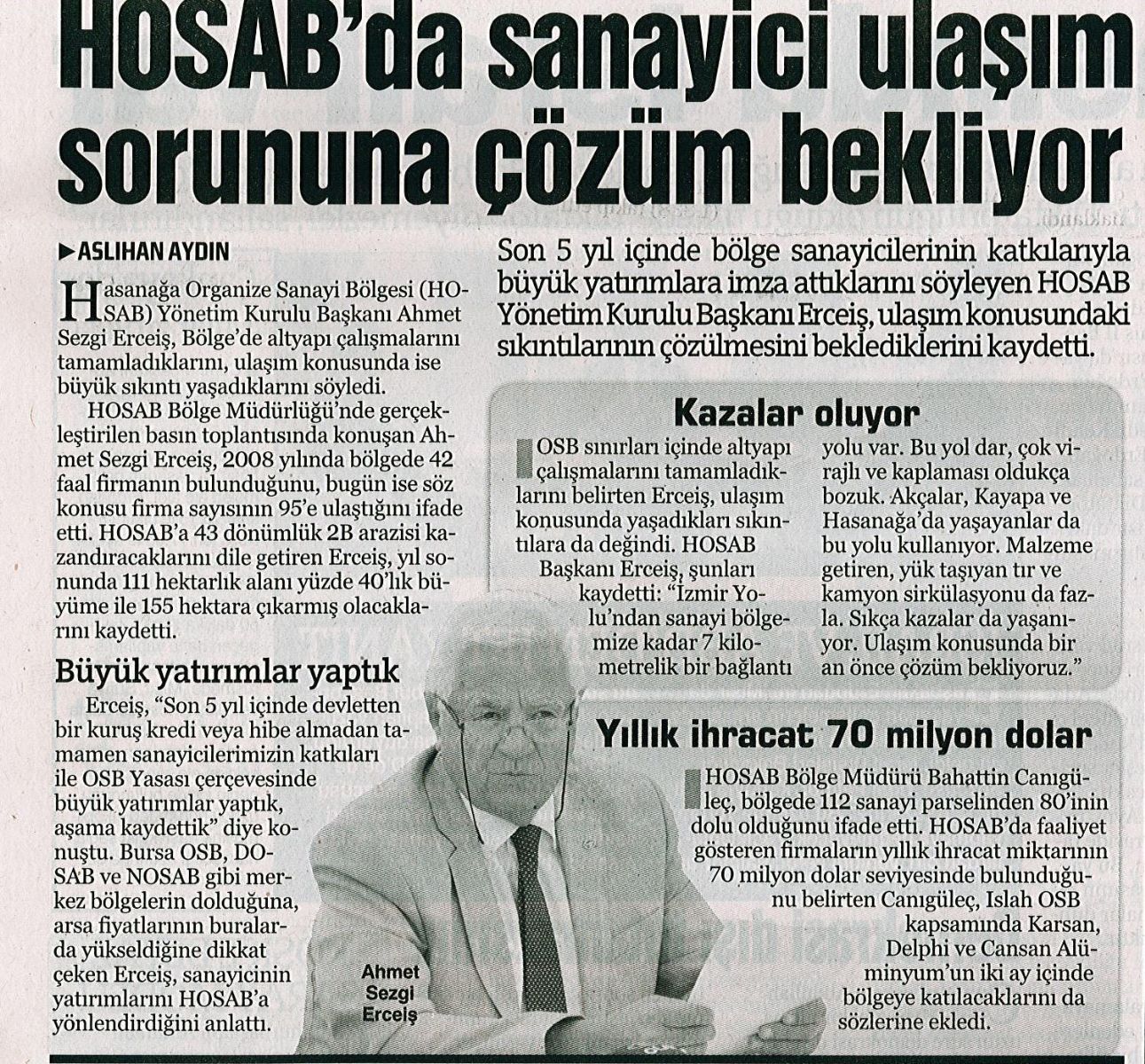 Hosab` da Sanayici Ulaşım Sorununa Çözüm Bekliyor