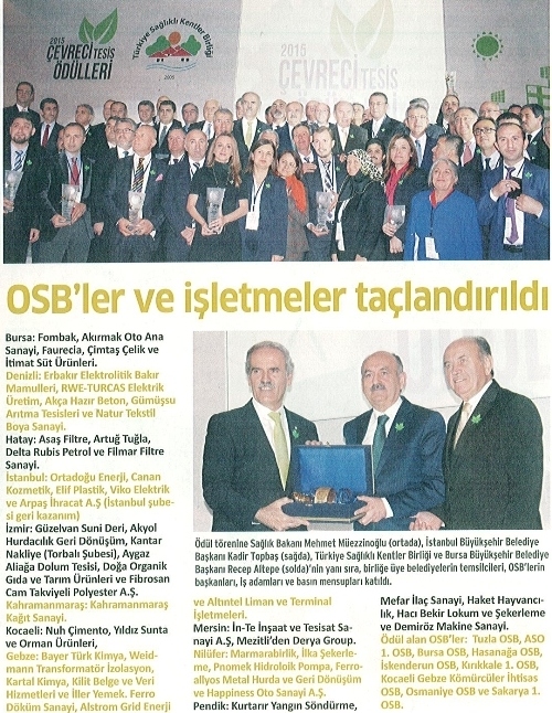 OSB`ler ve İşletmeler Taçlandırıldı