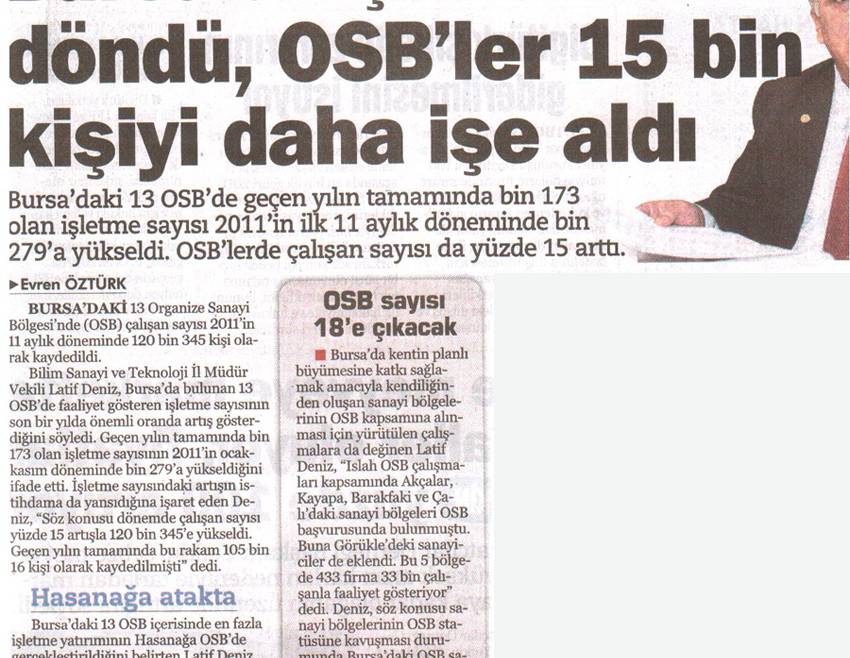 Olay Ekonomi   Bursa`da çarklar hızlı döndü, OSB`ler 15 bin kişiyi daha işe aldı.
