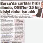 Olay Ekonomi   Bursa`da çarklar hızlı döndü, OSB`ler 15 bin kişiyi daha işe aldı.
