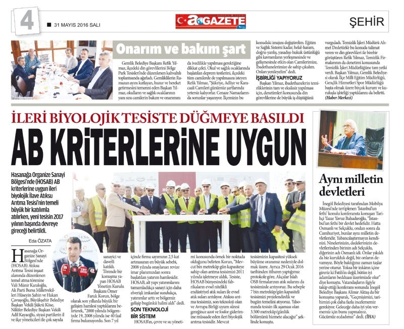 İleri Biyolojik Tesiste Düğmeye Basıldı